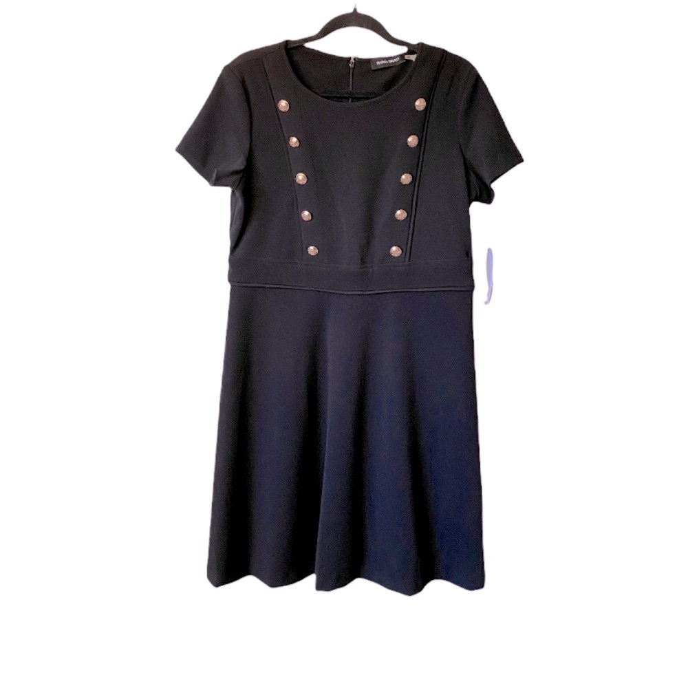 NEW Ivanka Trump Castles Black with Rose Gold Buttons Knee Length Sheath Dress